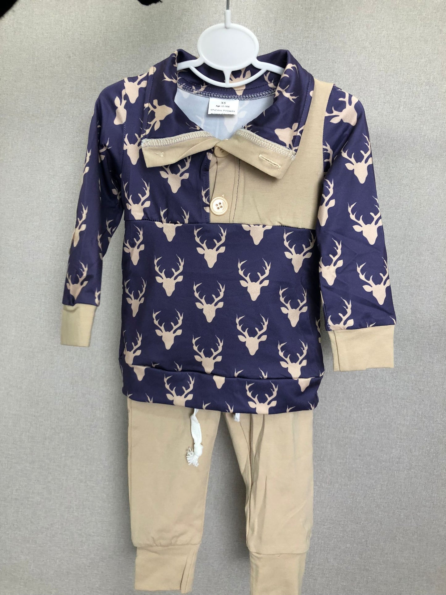 deer pullover brown jogger set boy