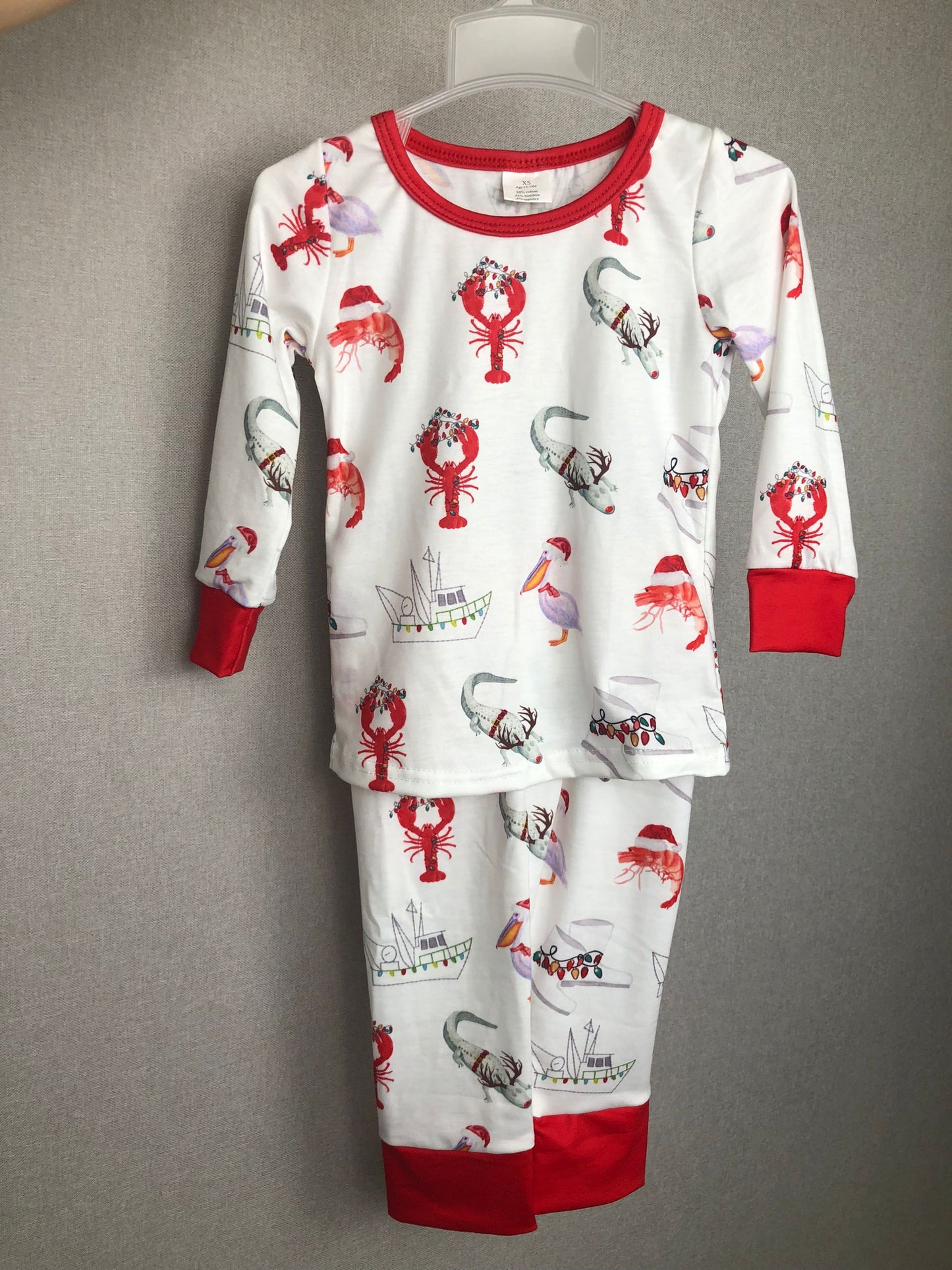 santa crawfish duck Christmas bamboo pajama set boy