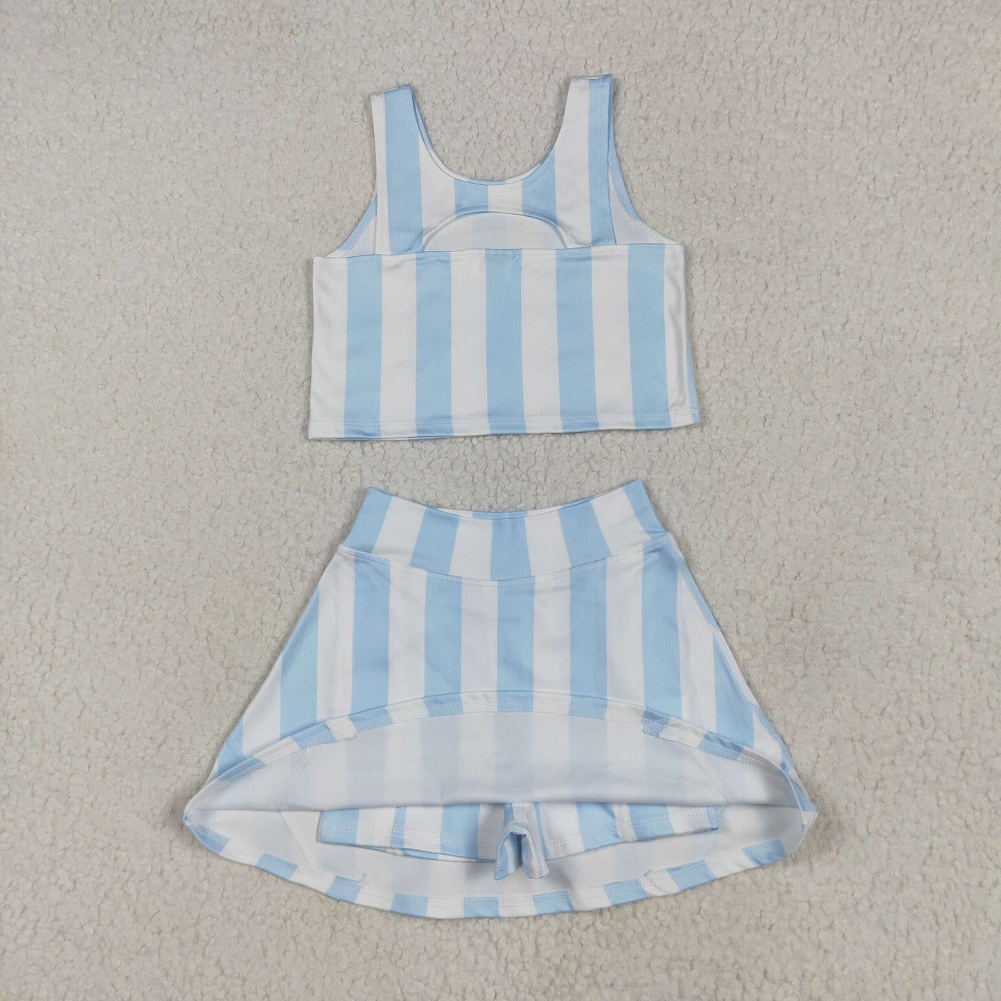 blue stripes yoga skort set