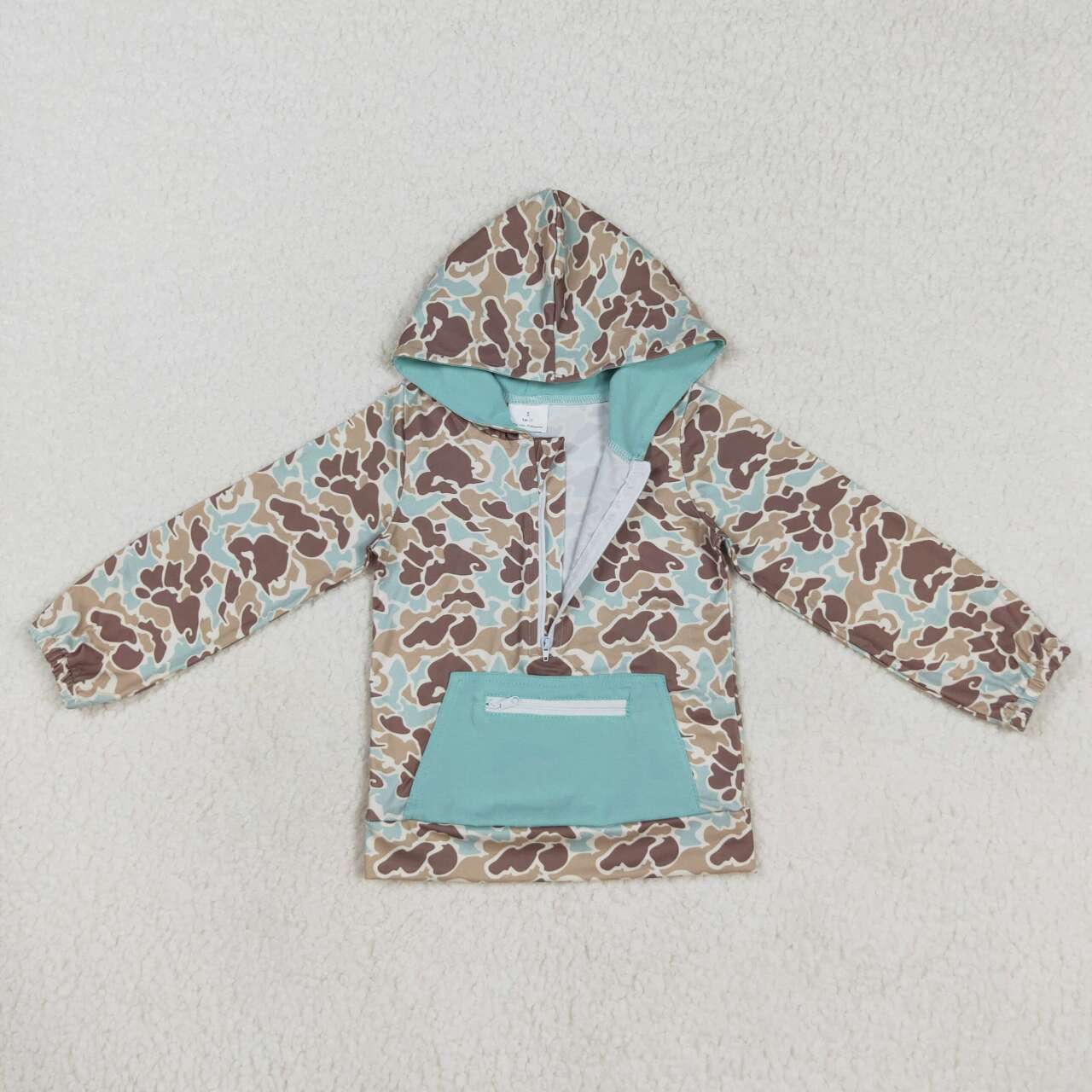 camo clothes baby boy zip hoodie top with pocket