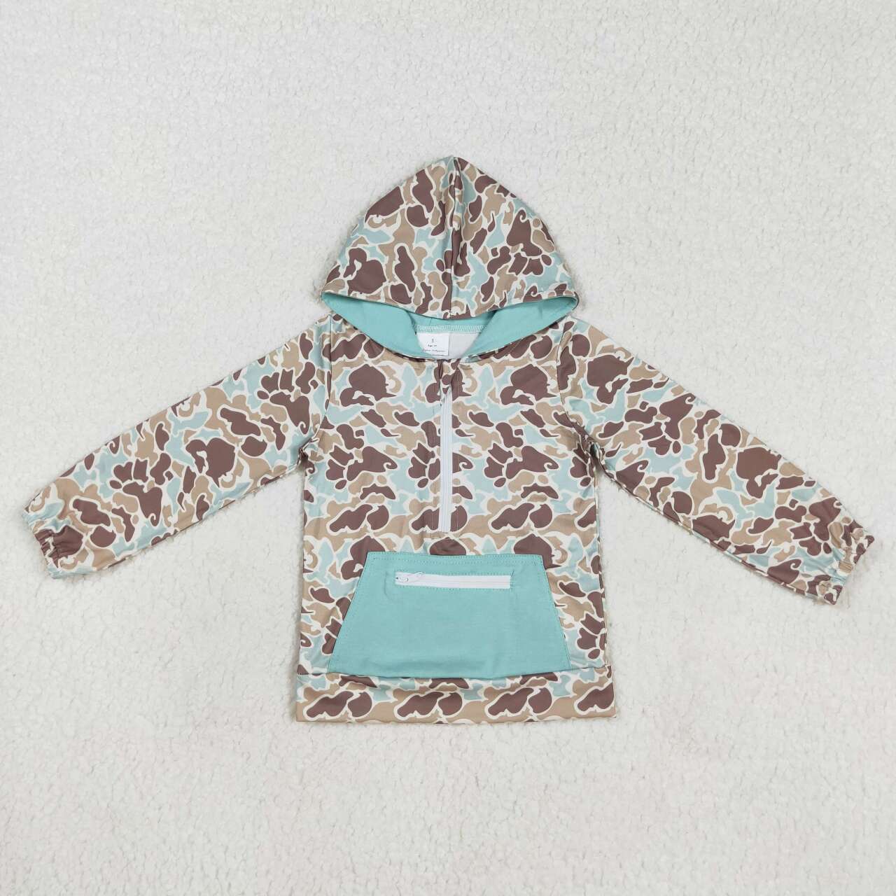camo clothes baby boy zip hoodie top with pocket