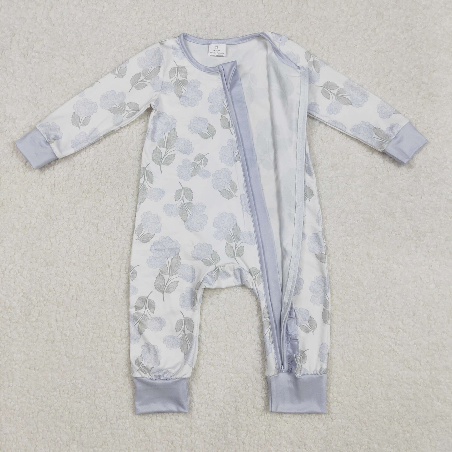 hydrangea flowers long sleeve zip sleeper