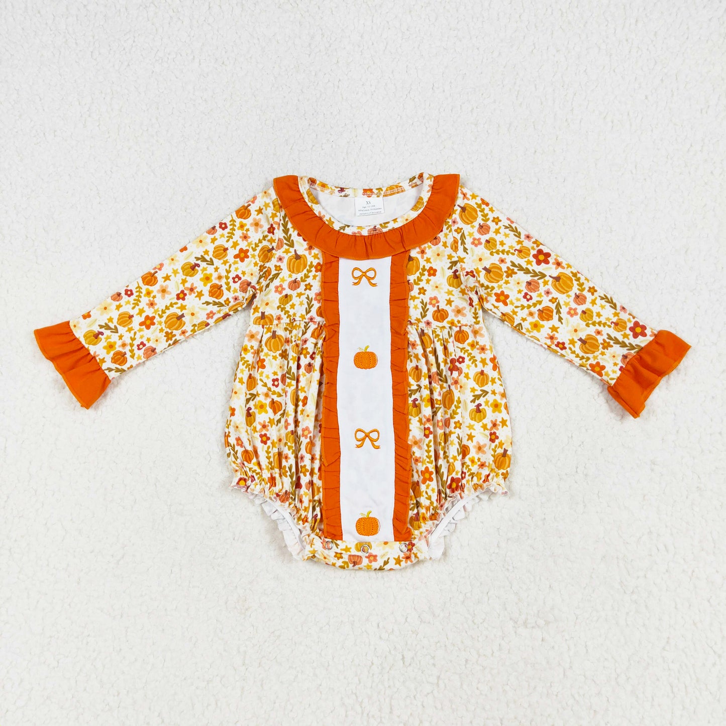 floral pumpkin baby girl bubble