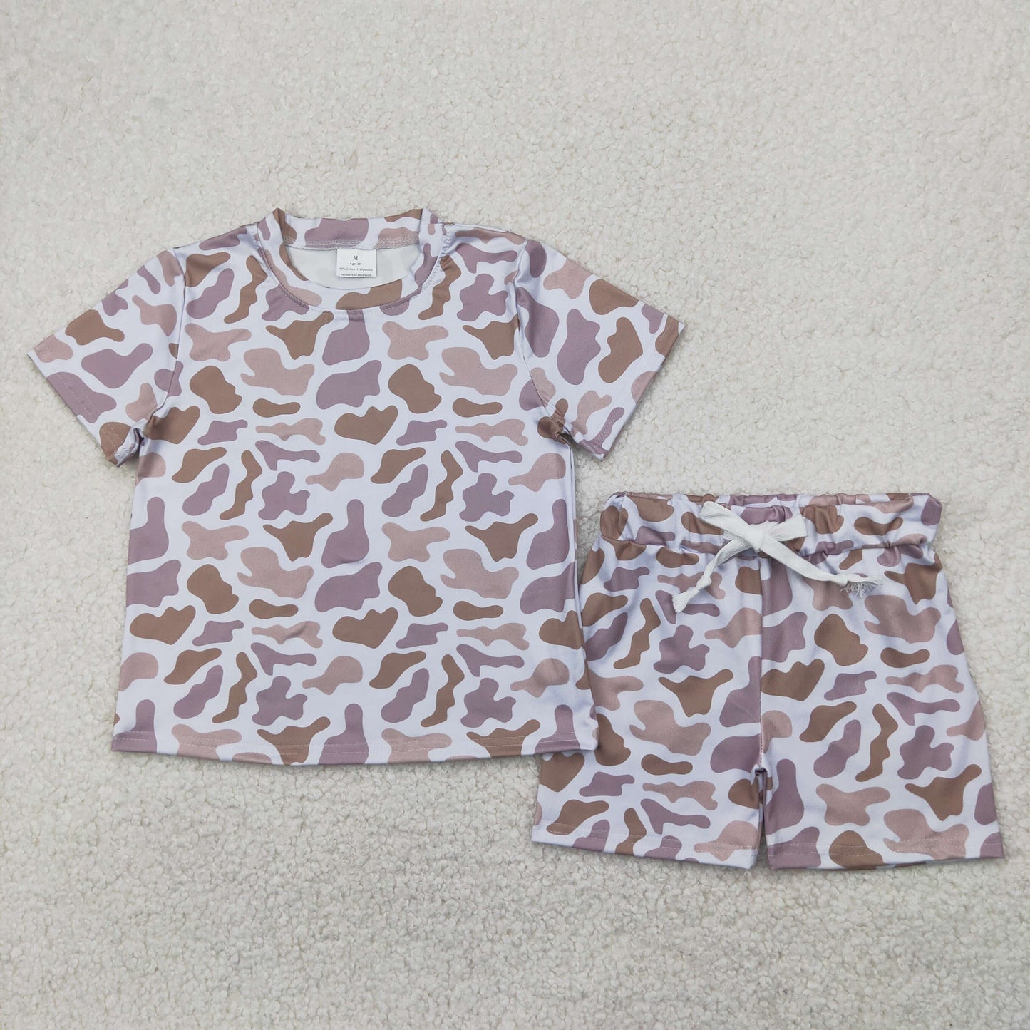 unisex child camo shorts set