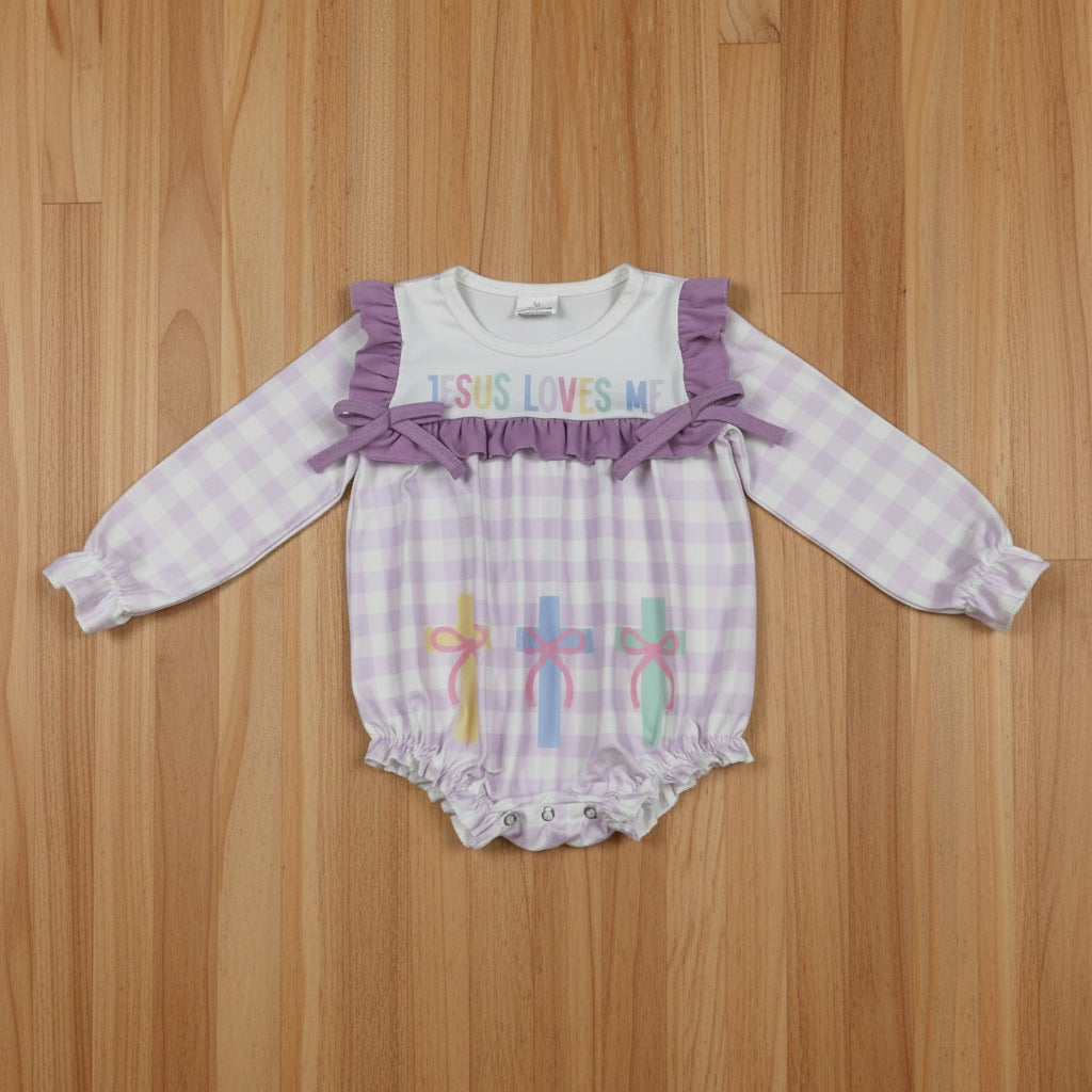 purple plaid jesus loves me bubble