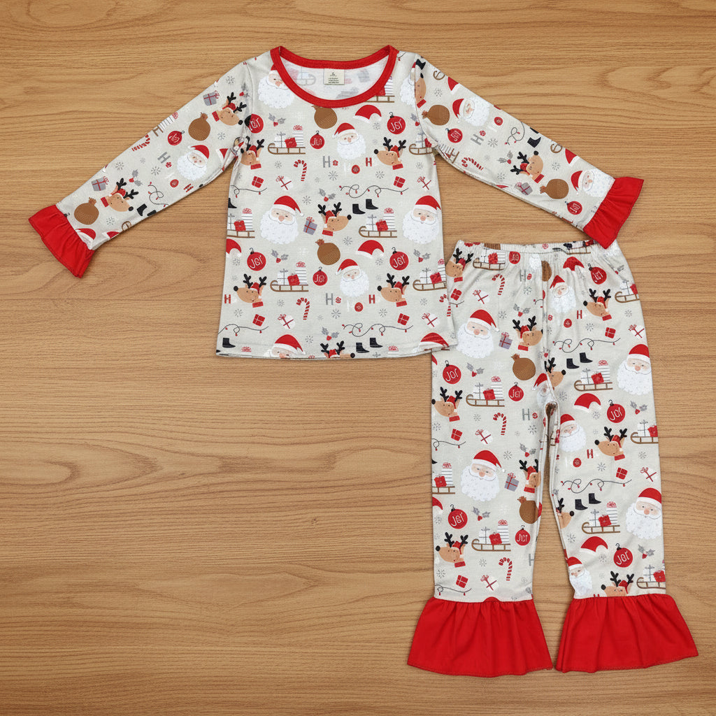 joy hohoho baby girl long sleeve Christmas bamboo pajama set
