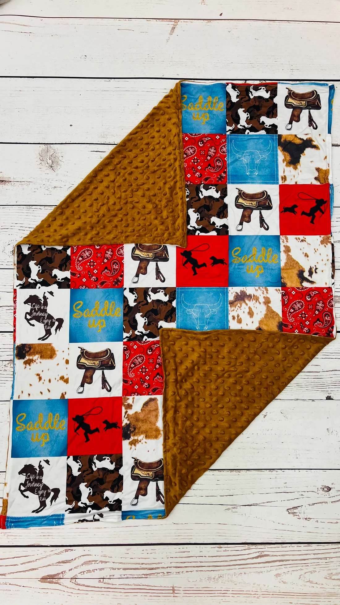 Saddle up minky blanket