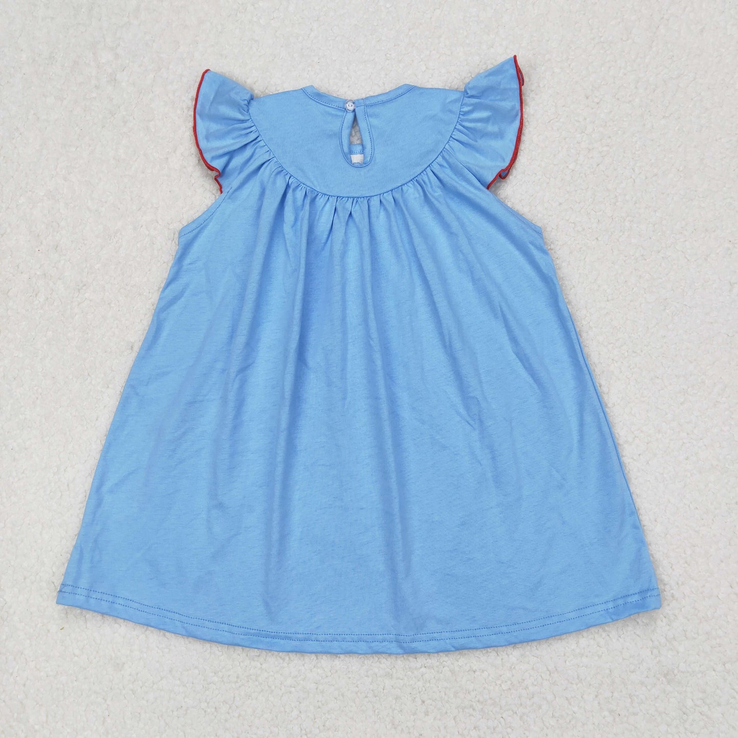 4th of July cotton blue sailboat smocked dress