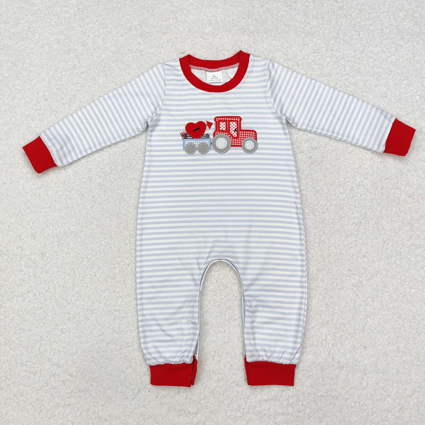 Heart Truck Embroidery Stripes Print Sibling Valentine's Day Matching Clothes