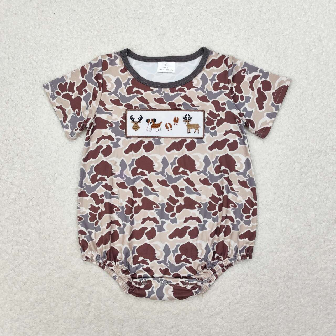 Deer Dog Hunter Embroidery Camo Print Sibling Summer Matching Clothes