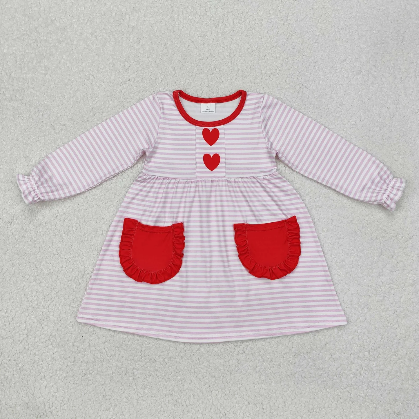 Pink Stripes Heart Print Sisters Valentine's Day Matching ClotheS