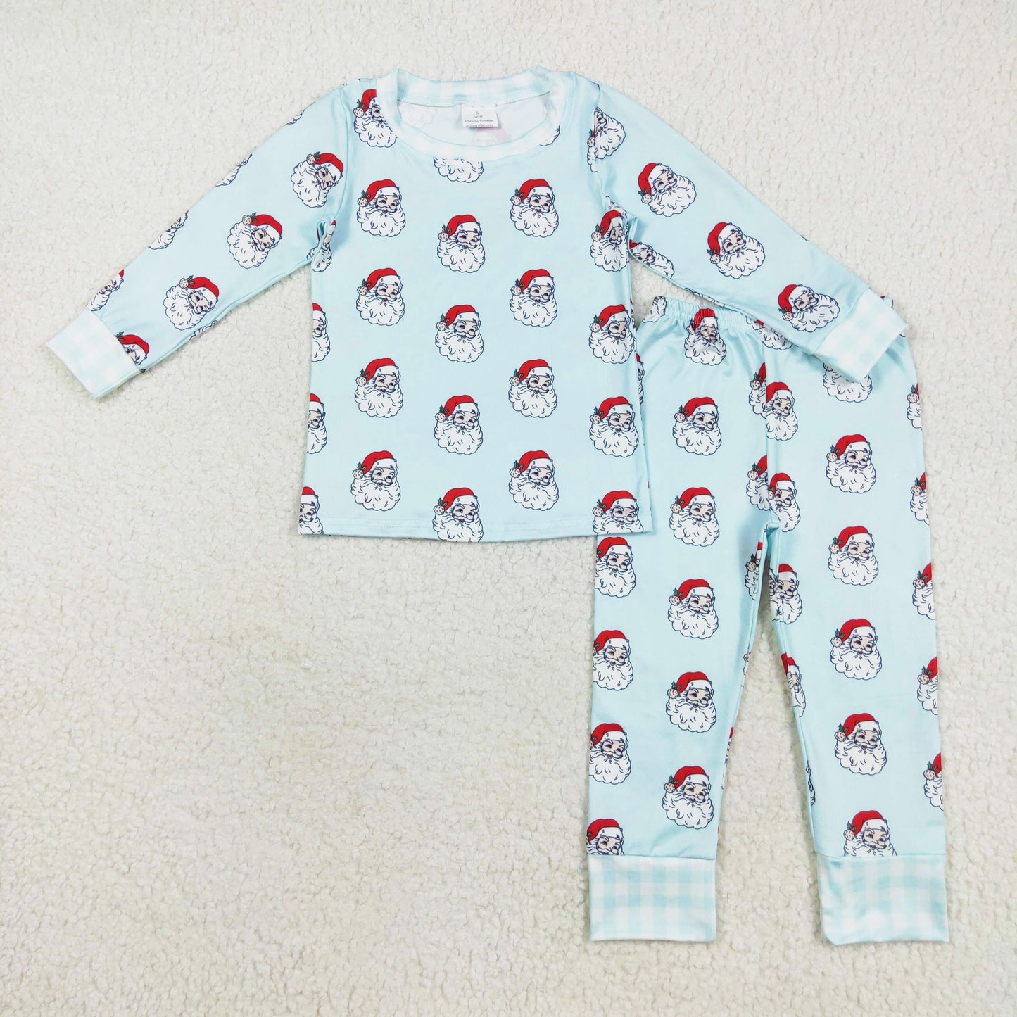 blue background Christmas santa print lounge set