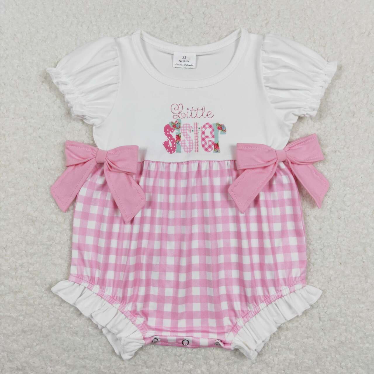 baby girl pink white little sister bow bubble