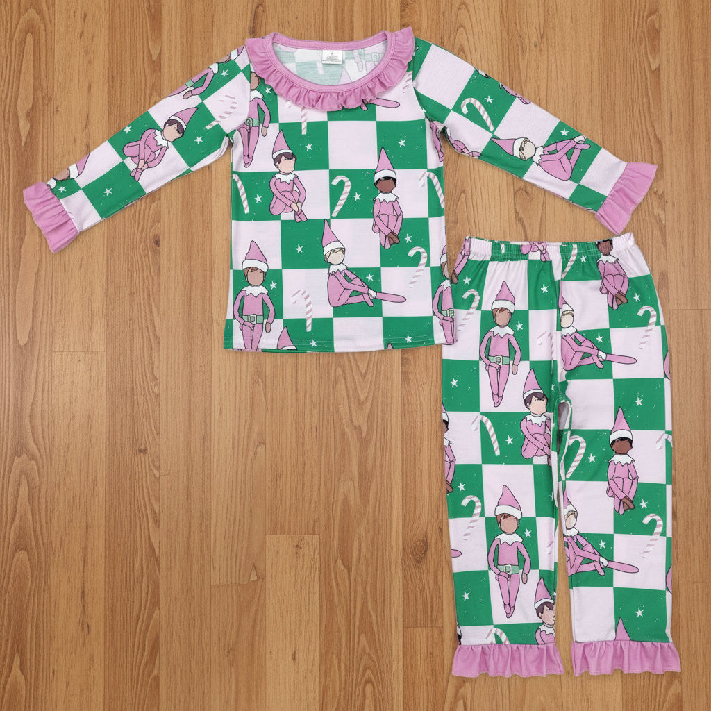 baby girl Christmas elf pajama set
