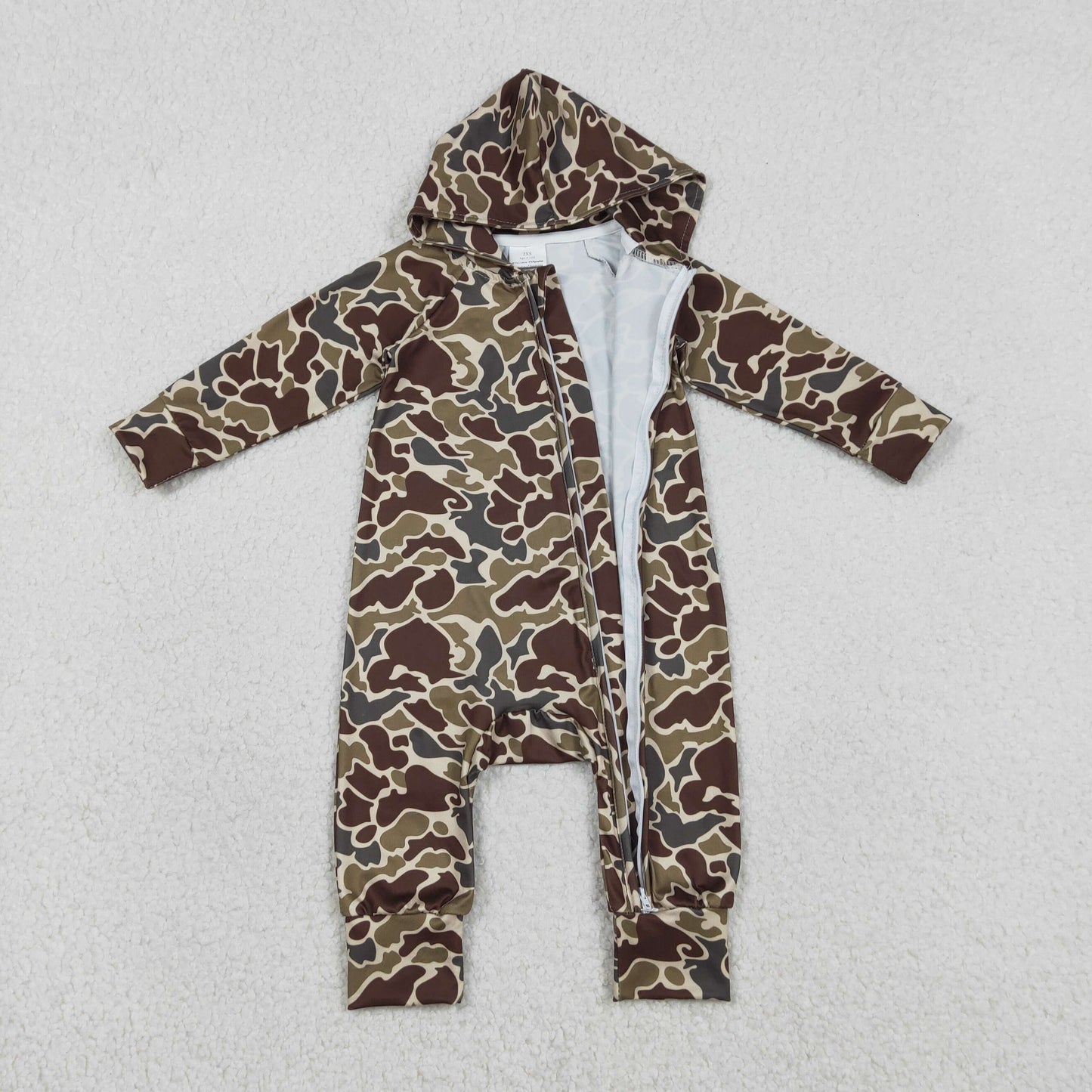 baby clothes camo print zip hoodie romper