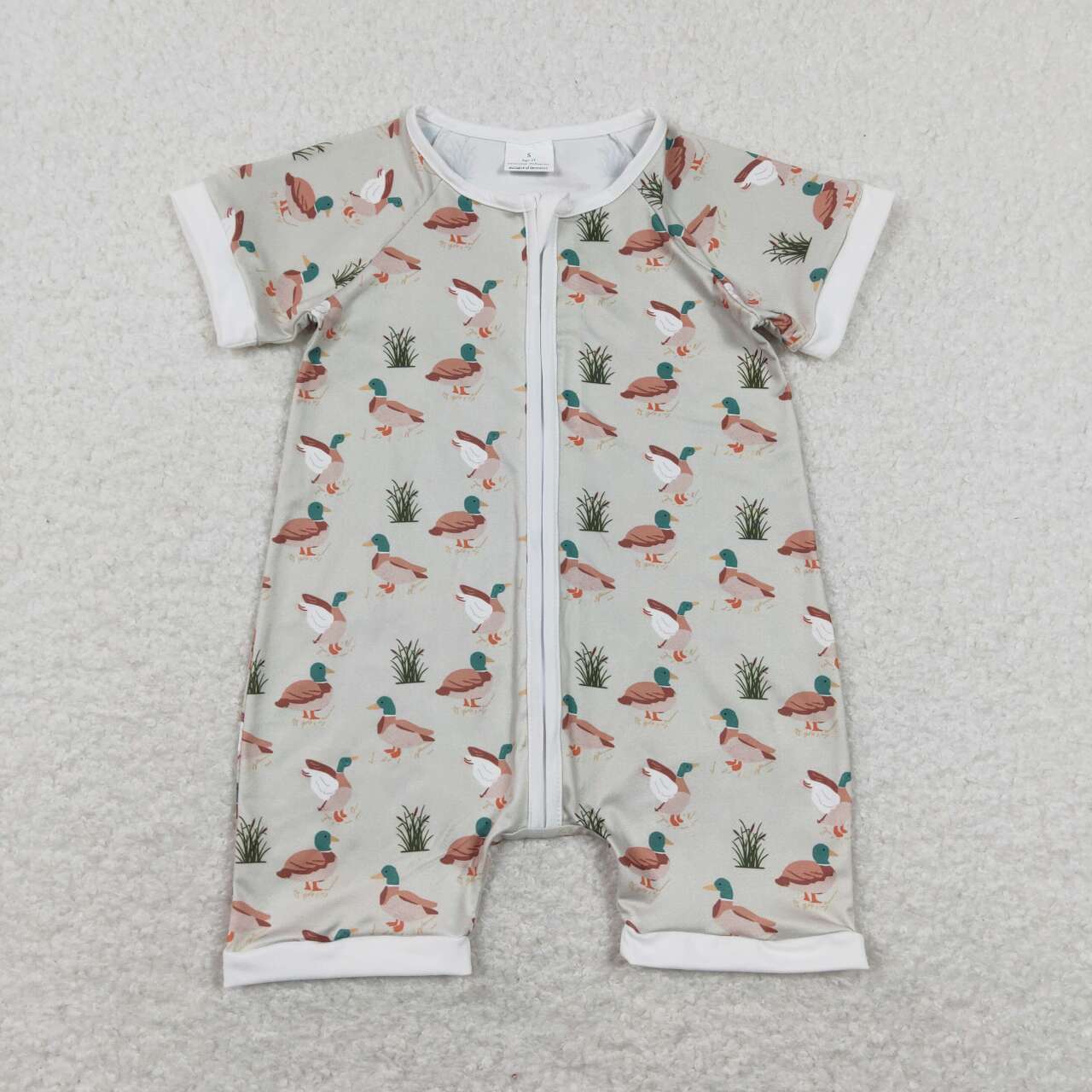 sage mallard short zip romper