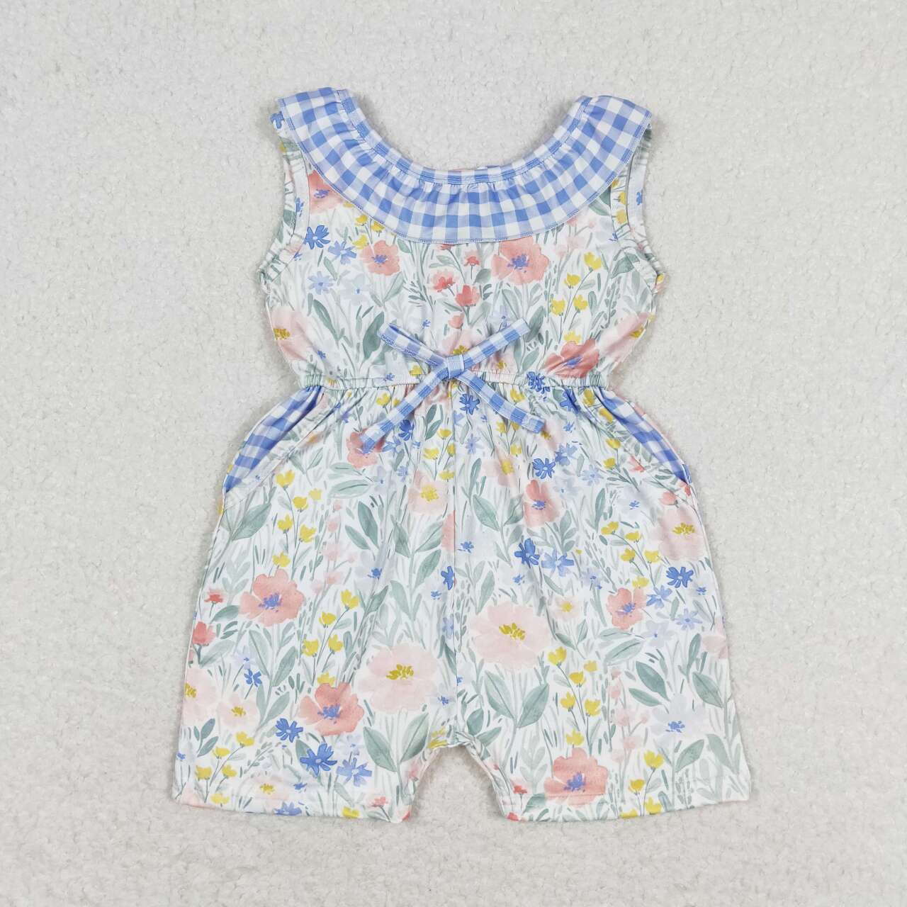 little girl floral jumpsuit shorts length jumper