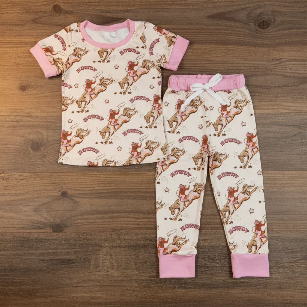 howdy short sleeve pants pajama girl sleepwear