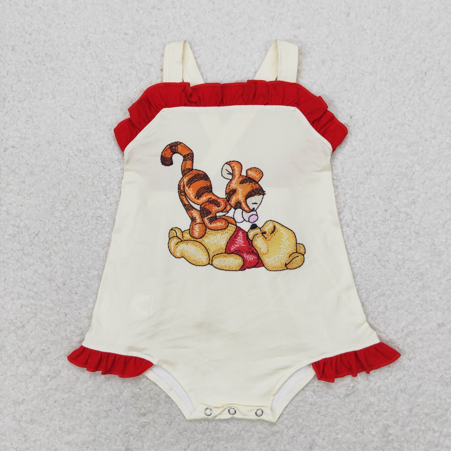 tiger bear print cross back bow bubble
