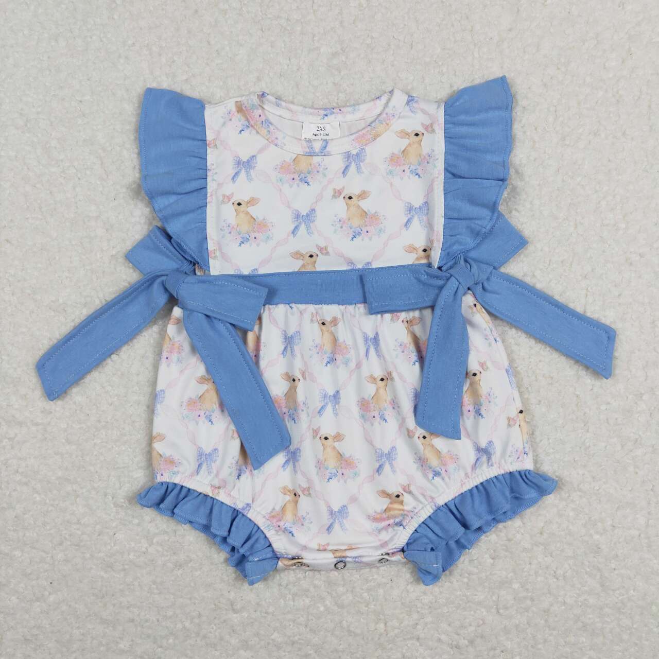 baby girl blue easter rabbit bow bubble