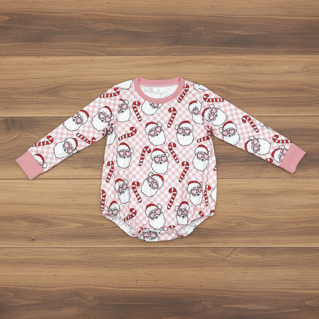 checkered santa baby girl Christmas bubble