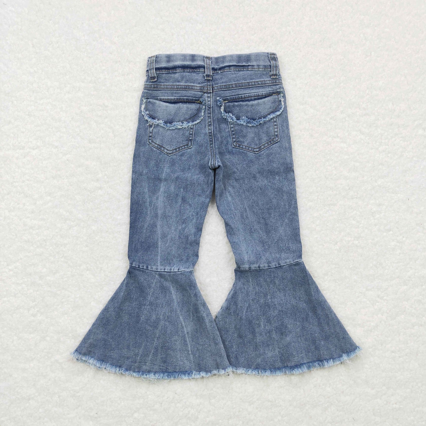 light blue bell jeans girls denim pants with pocket