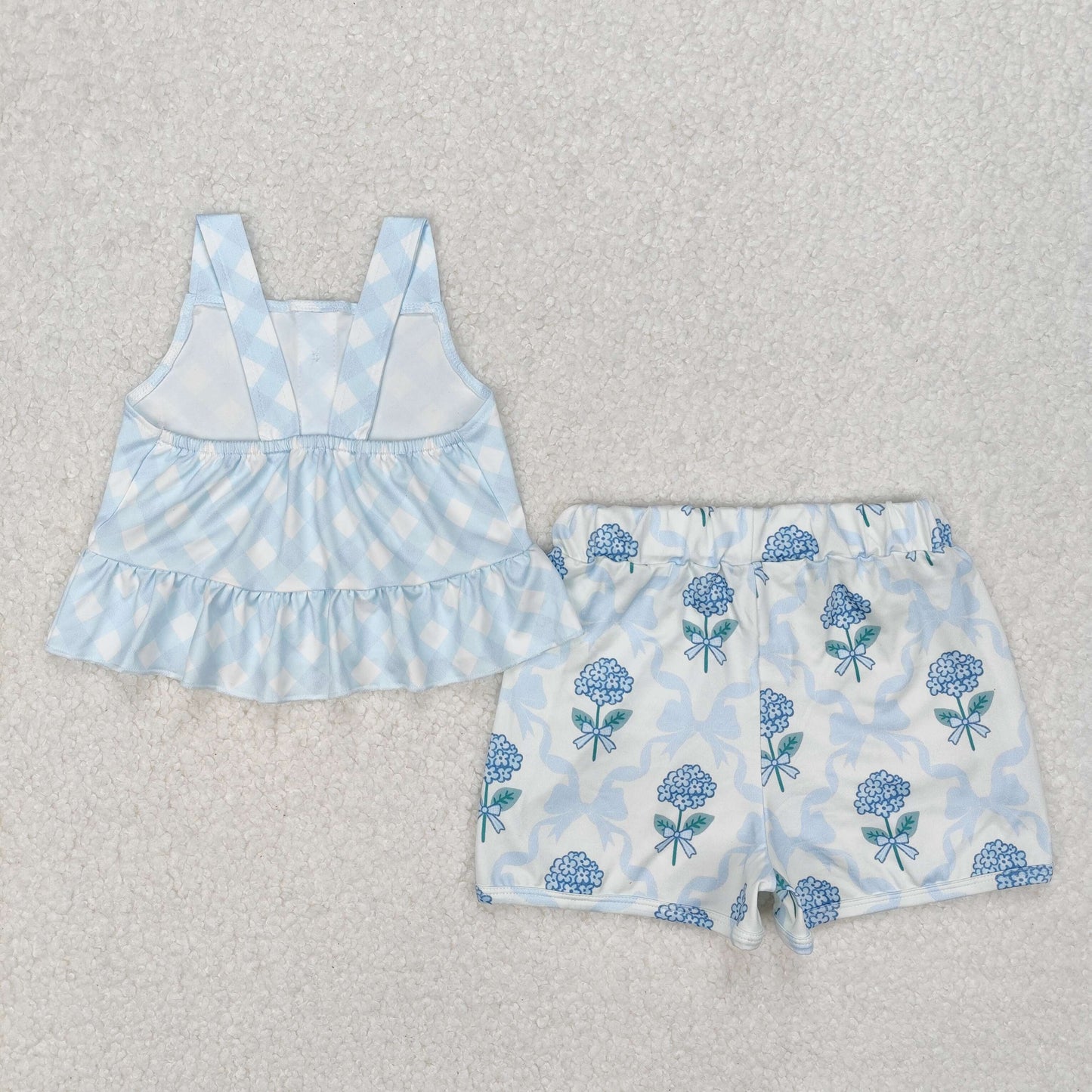 strap crop top hydrangea shorts set