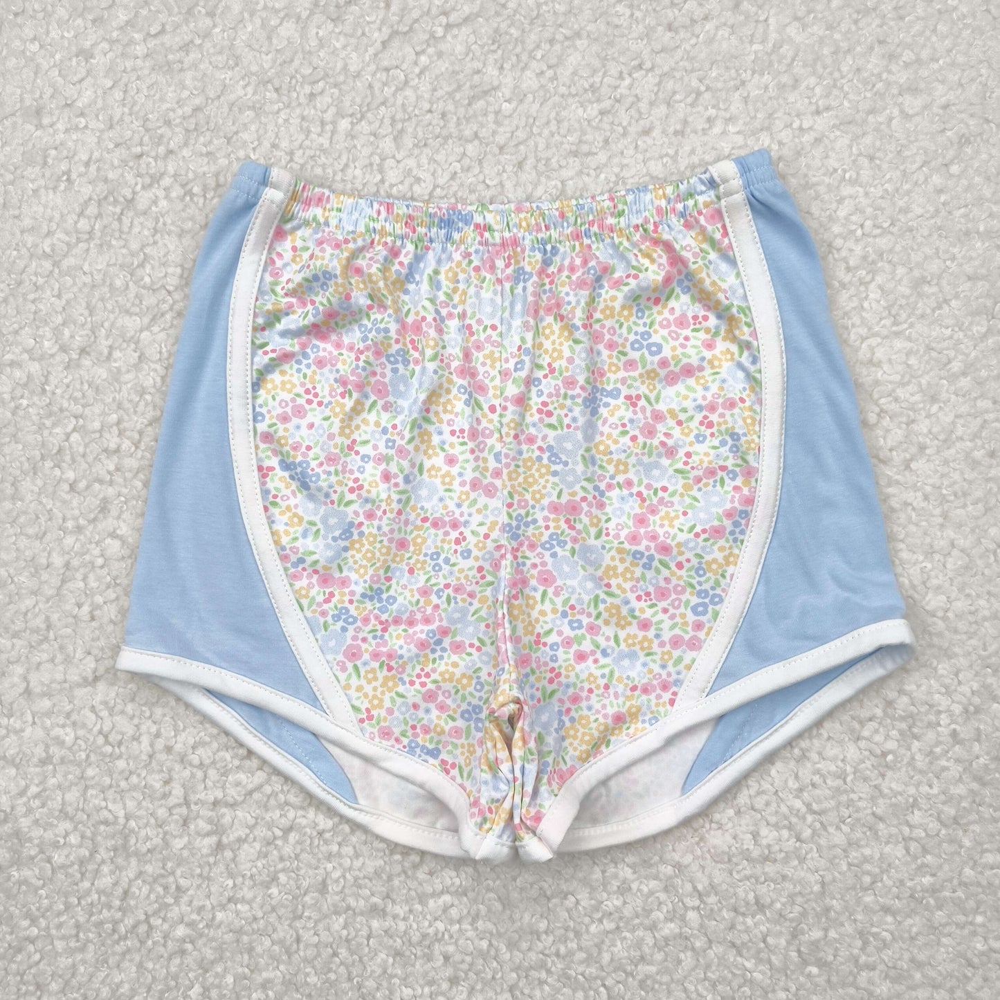 blue floral girl summer shorts
