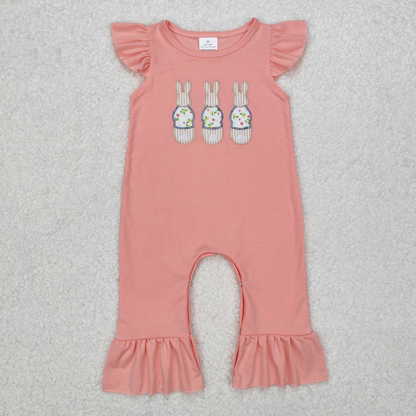 pink bunny embroidered girl romper