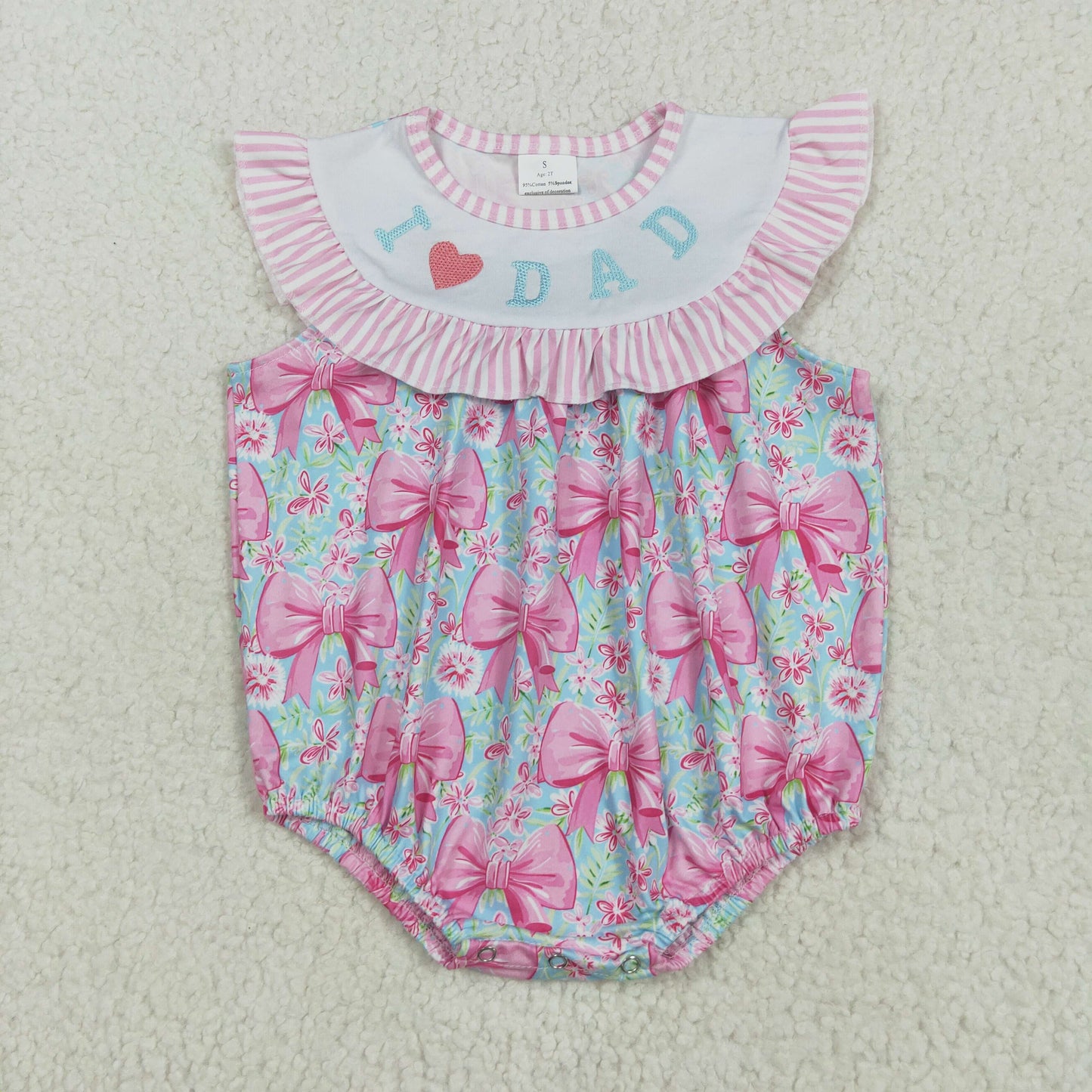 pink bow flroal i love dad embroidered bubble