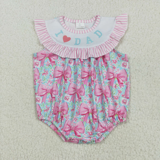 pink bow flroal i love dad embroidered bubble
