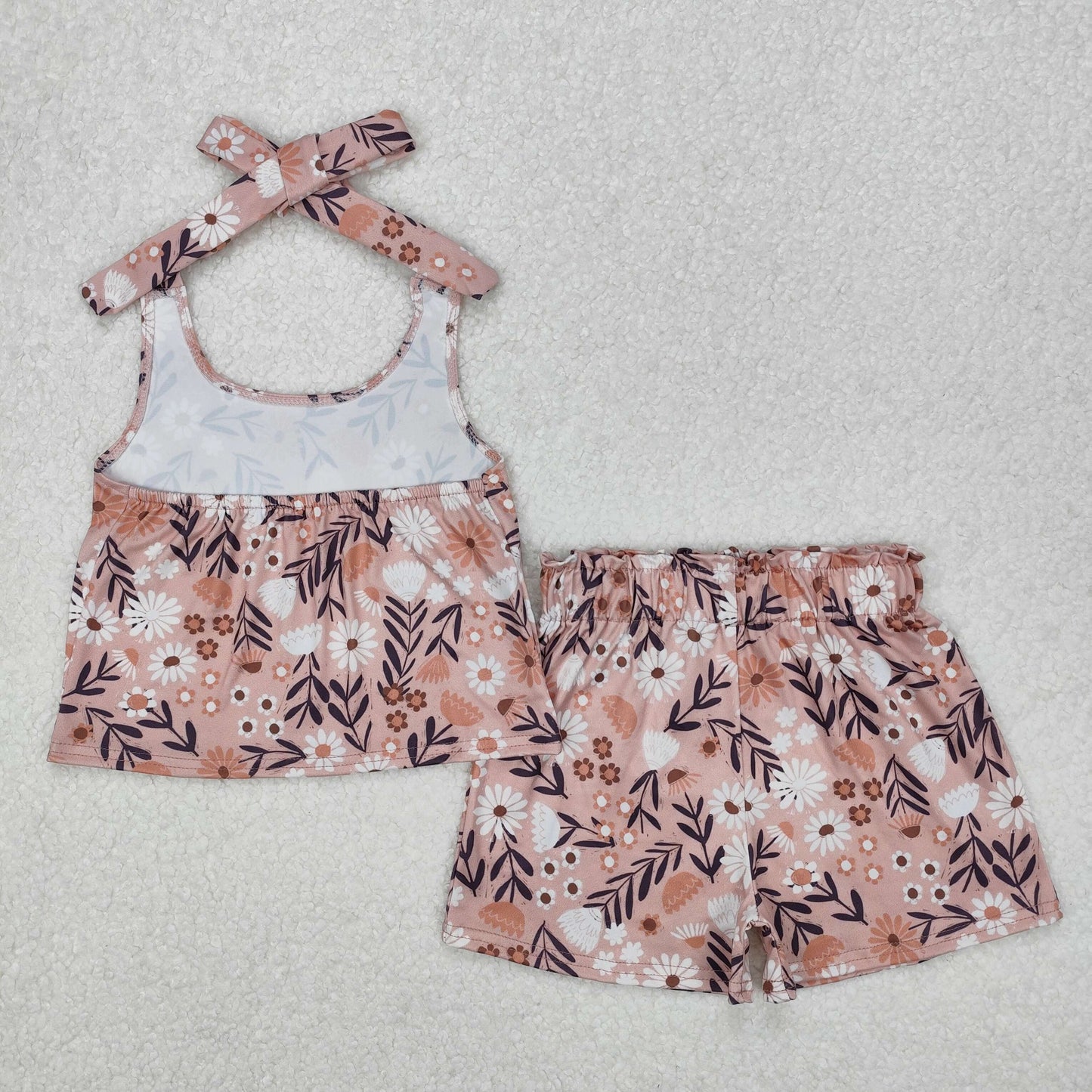 folk florals halter shorts set outfit kids clothing