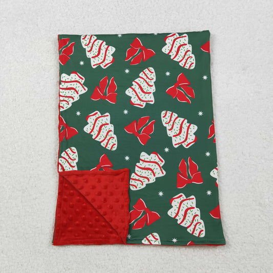 red bow and christmas tree cake baby blanket