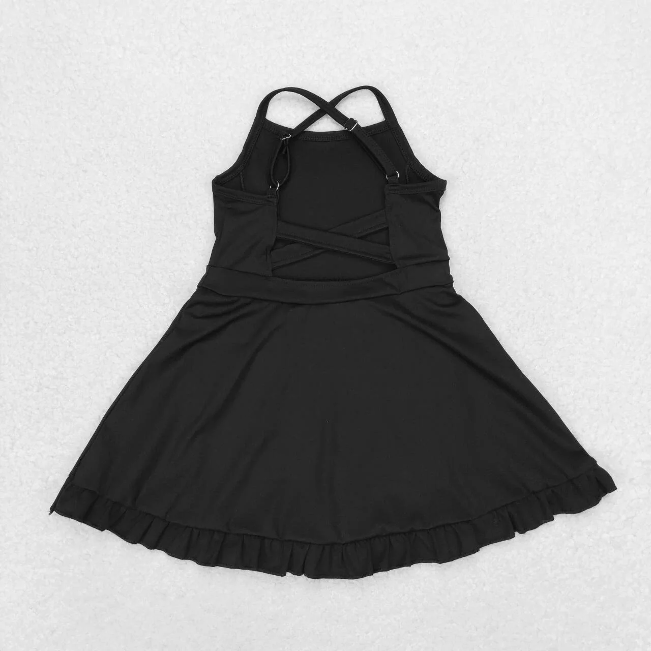 S0446 USA Warehouse Black Strap Ruffle Swimsuit