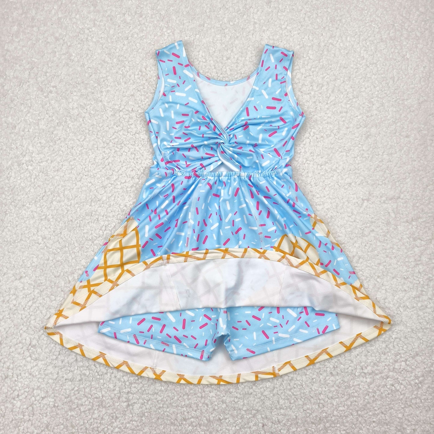 blue ice cream one piece athletic skort dress