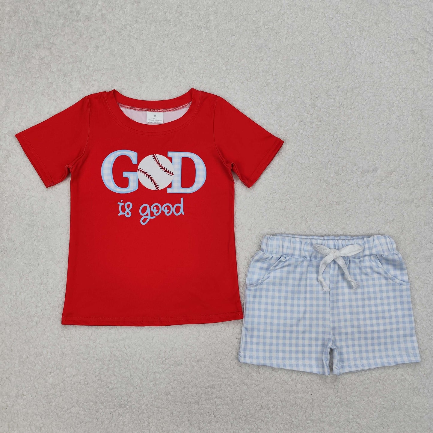 god is good baseball boy shorts set