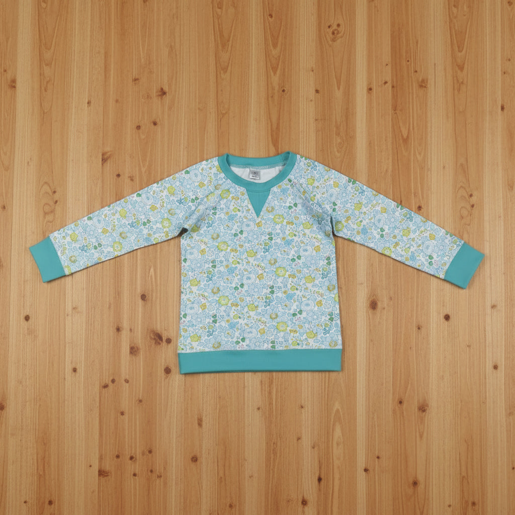 blue flower pullover shirt