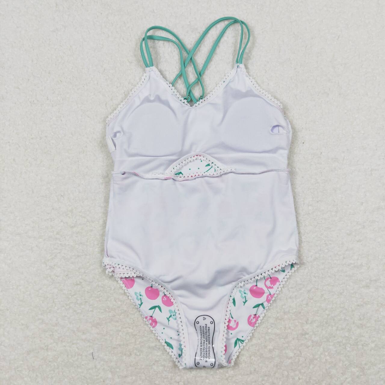 girl one piece swimsuit pink cherry swimwear