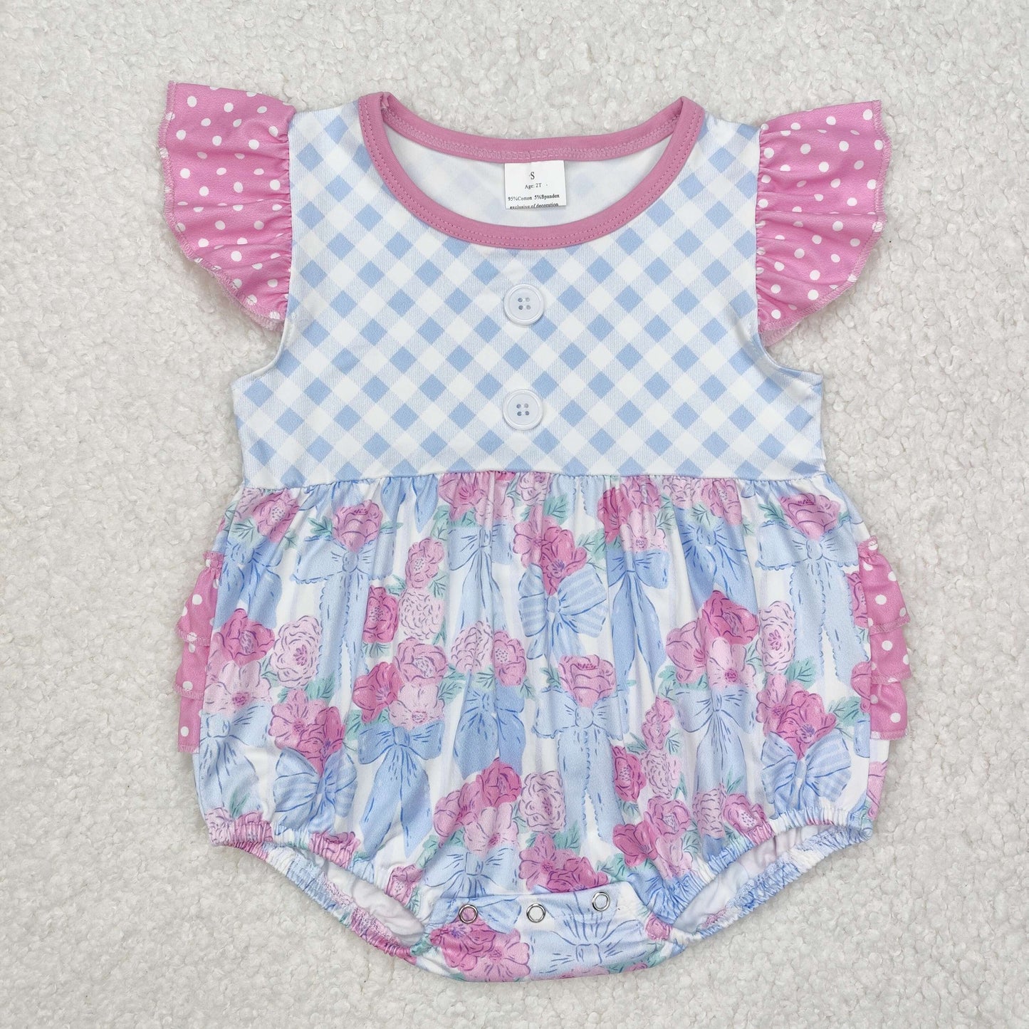 baby girl floral bows print bubbles