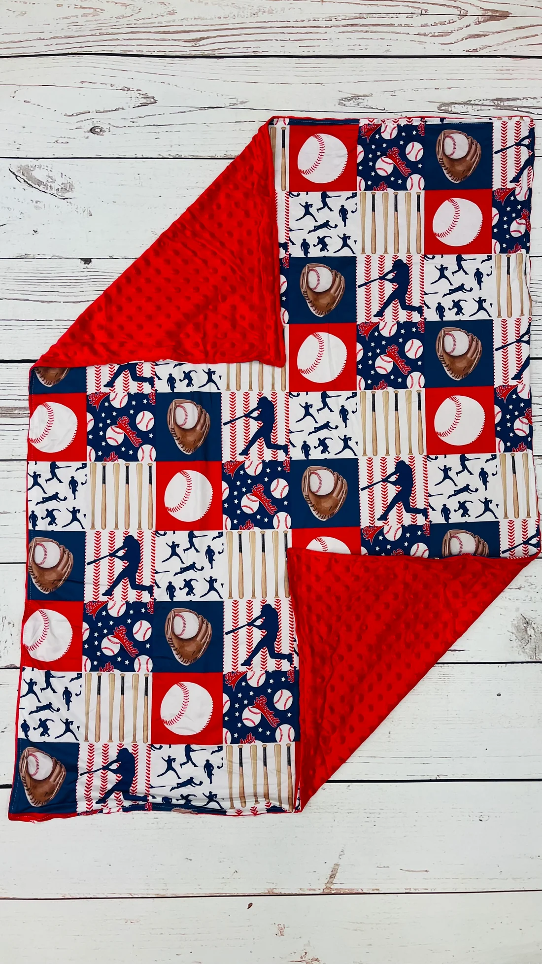 Baseball print minky blanket