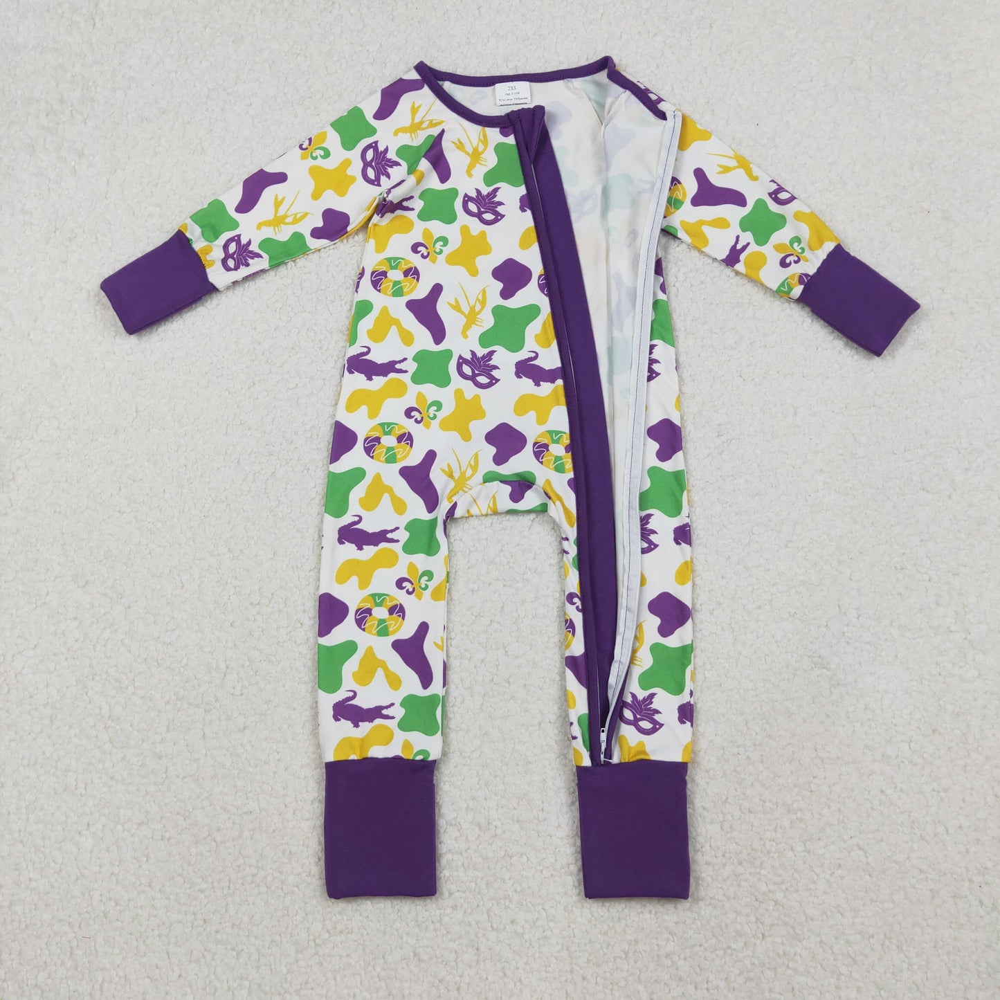 purple green gold mardi gras baby sleeper