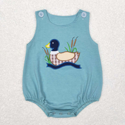 baby boy cotton duck embroidery tank bubble