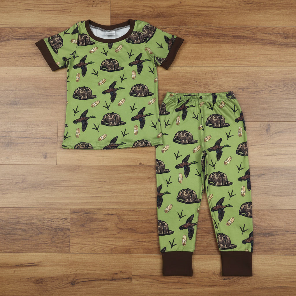 short sleeve two pieces mallard hunting pajamas