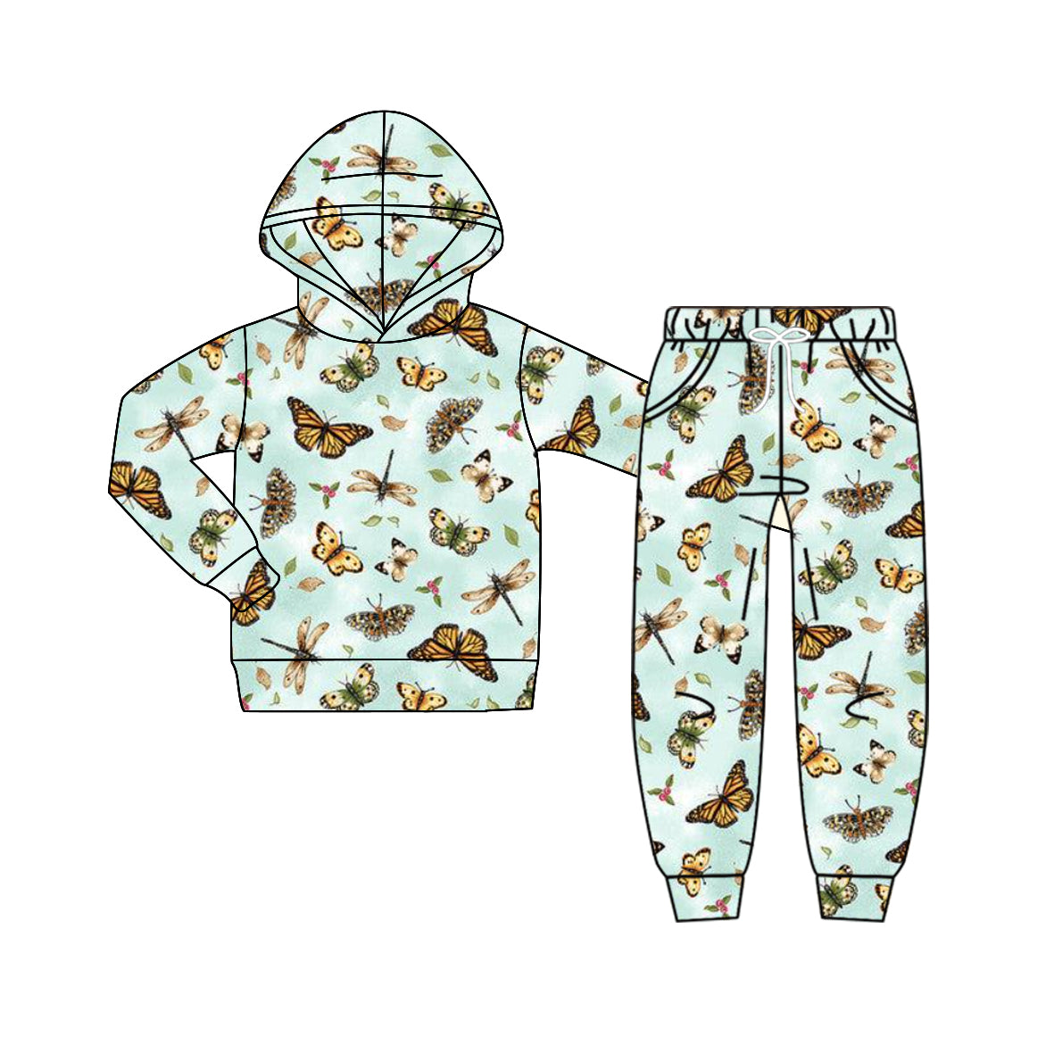 TAT 6-7 weeks MOQ 5 Butterfly Hoodie Set