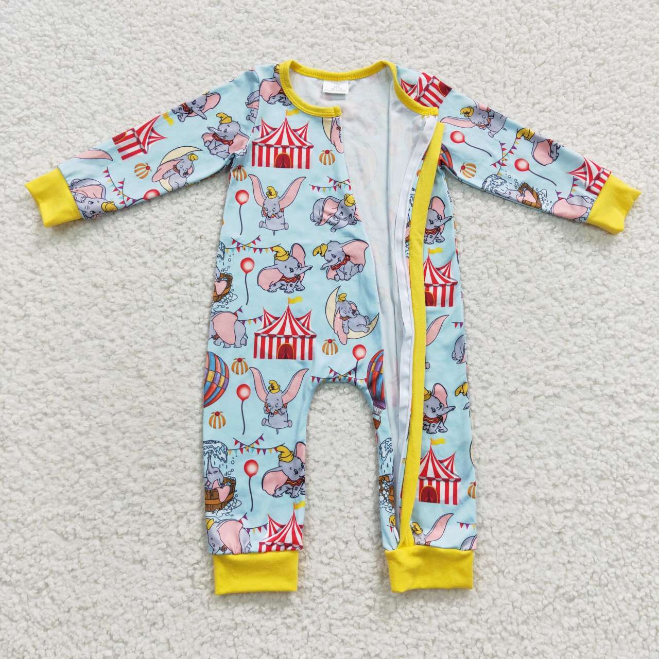 blue elephant balloon zipper romper