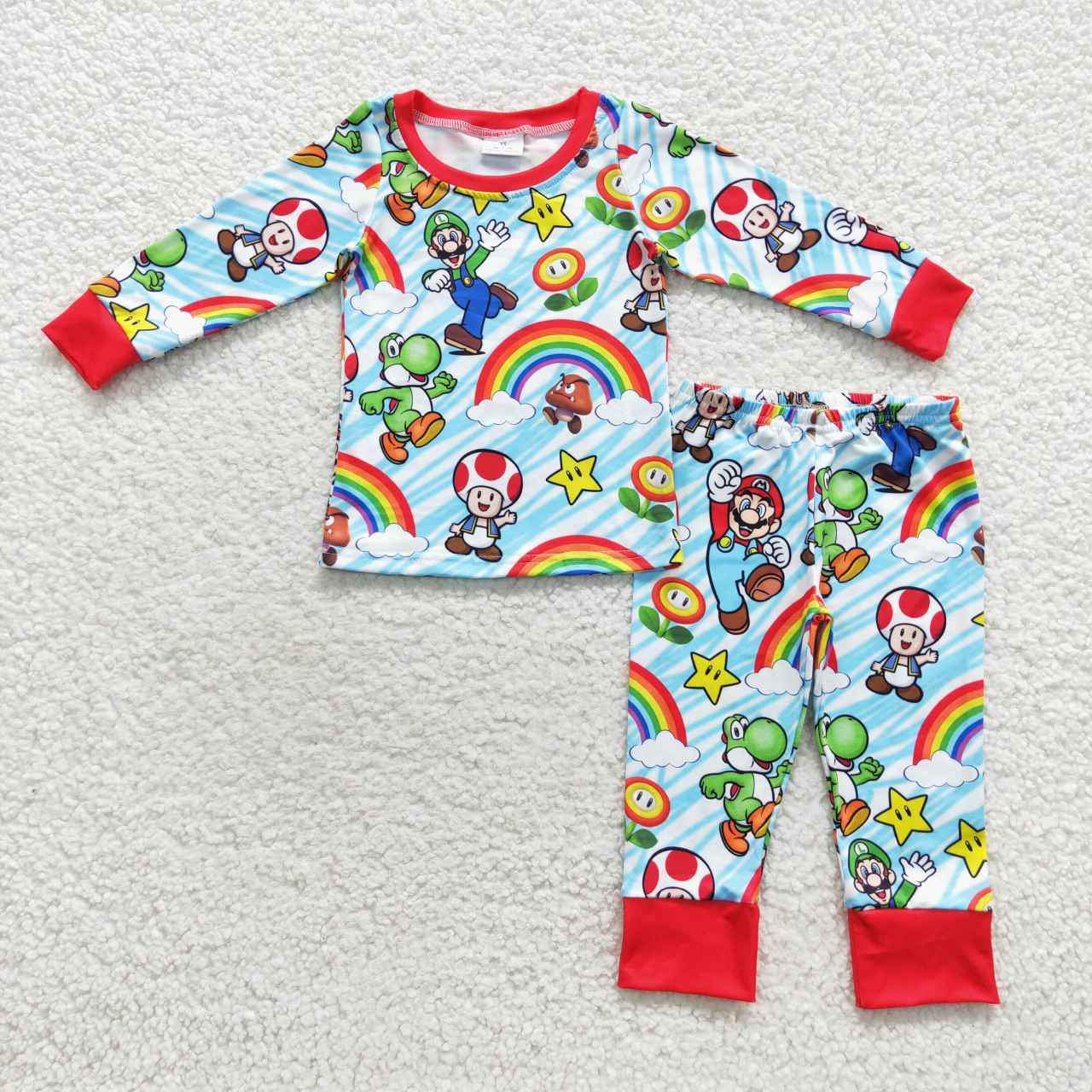 2pieces kids boy long sleeve mario pajamas