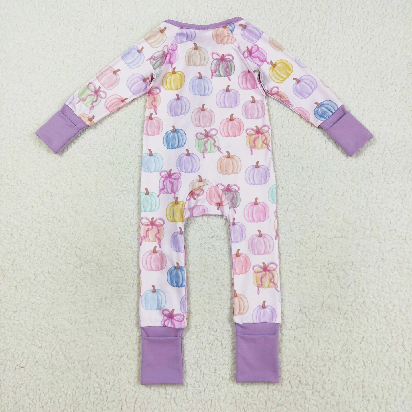 long sleeve colorful pumpkin girl zip sleeper