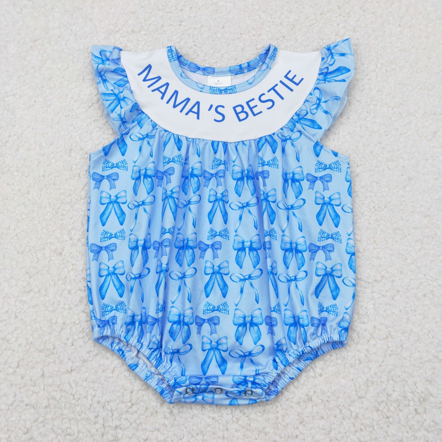 mama's bestie blue bow bubble