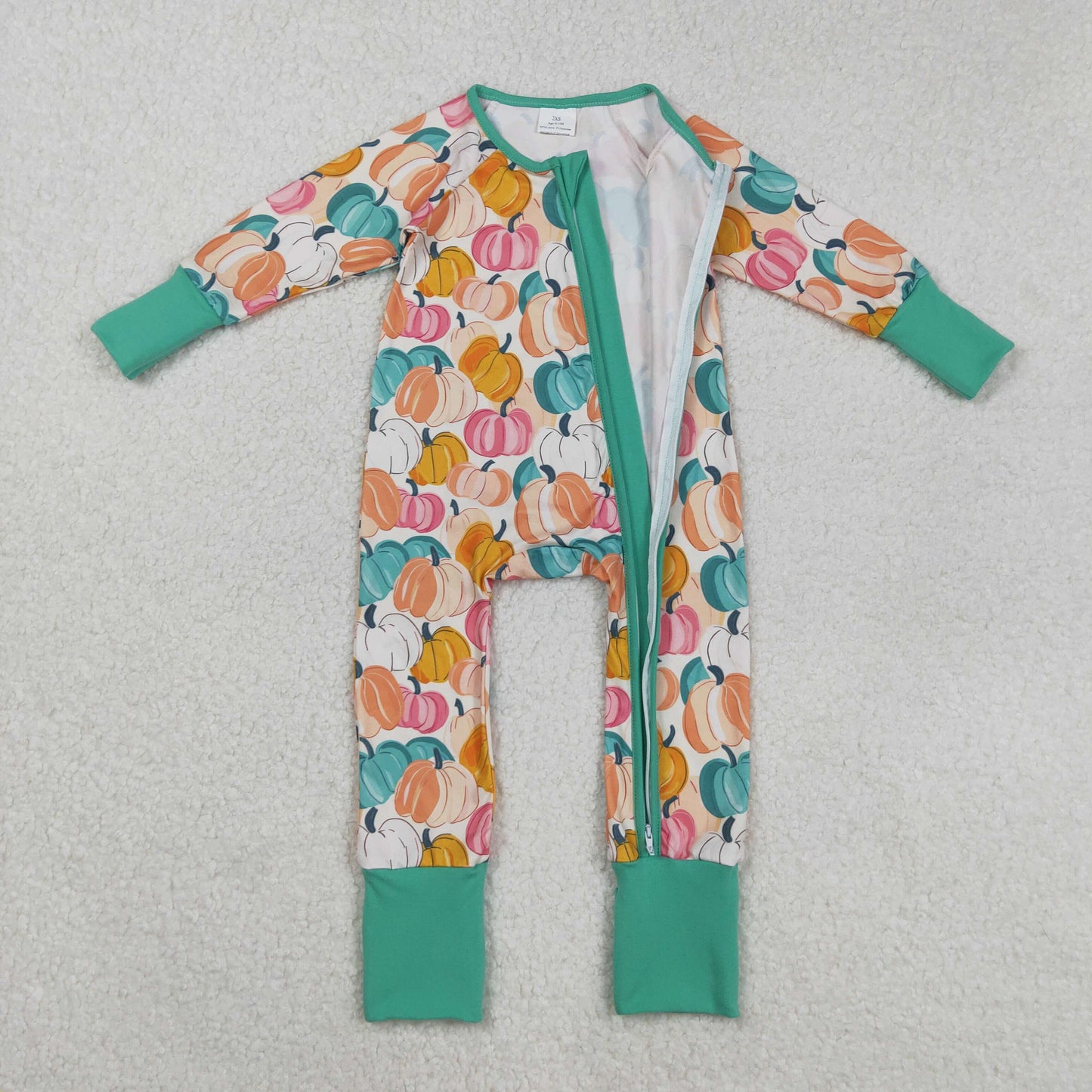 long sleeve colorful pumpkin girl zip sleeper