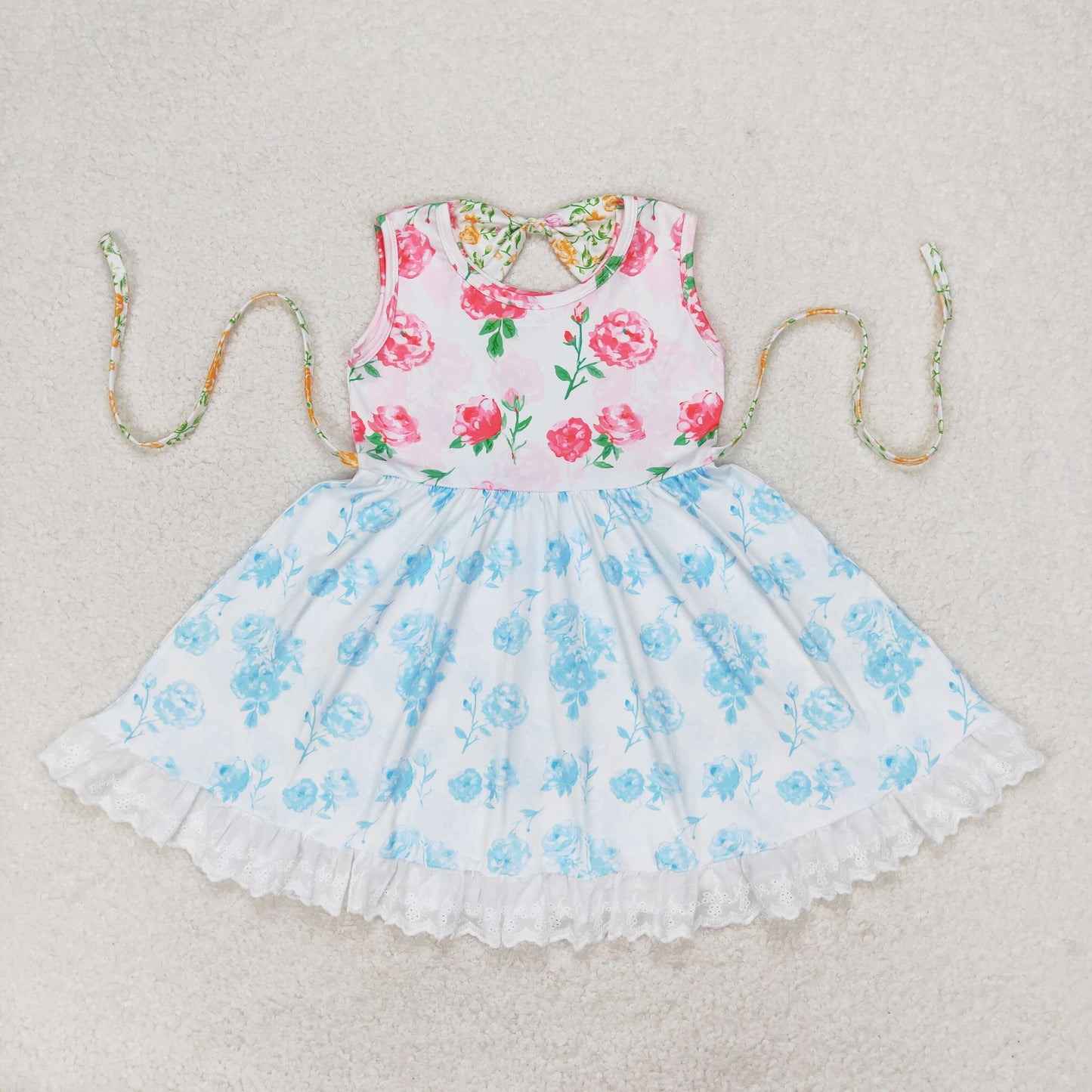 rose flower ruffle twirl tank dress